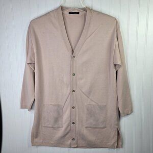 New Orleans Knitwear Cardigan Sweater Womens Large Blush Pink Pockets Business